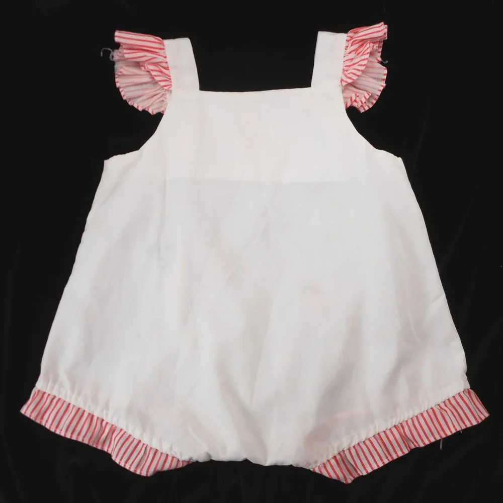 Vintage Romper One Piece Embroidered Duck Baby Size 18M White Red